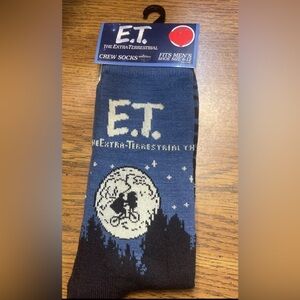 Men's E. T. The Extra-Terrestrial Socks Crew Socks Shoe Size 6-12 Blue Black